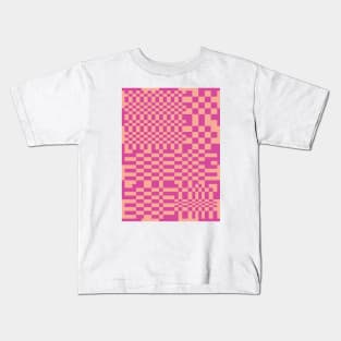 Checkerboard Pattern - Pink Kids T-Shirt